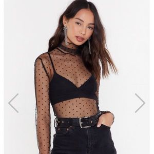 Nasty Gal Dobby Mesh Sheer Top